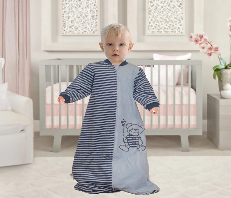BLOOMSTAR Toddler Sleep Sack with Long Sleeves (4-6T) -Extra Large,Warm tog 2.0, Wearable Blanket Infant, Baby Sleeping Bag with Arms, Soft Cotton Velvet, Kids 5 Years Blue Boy - Image 2